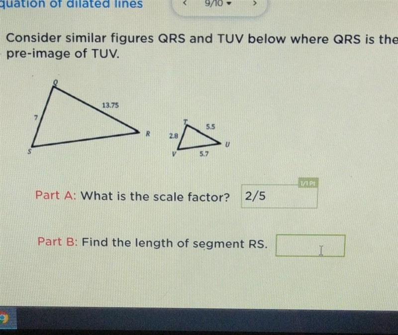 I need help finding the length of the segment RS.​-example-1