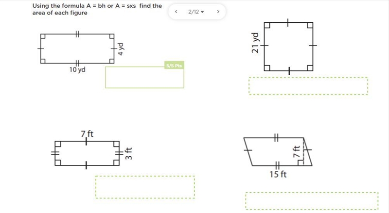 What is the area of the squares? The problems are in the picture below. 15 points-example-1