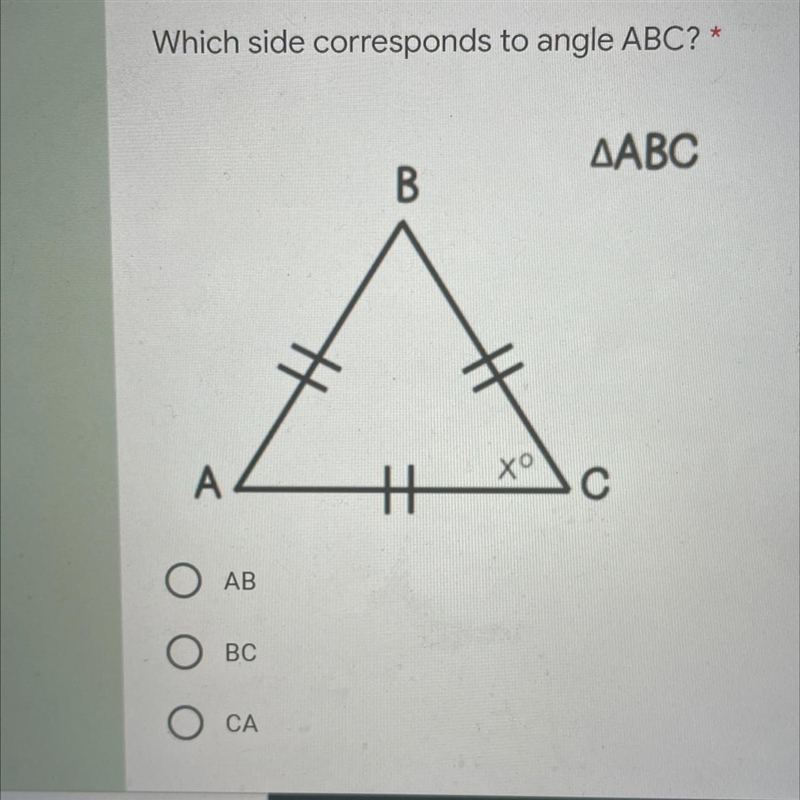 Which side corresponds to angle ABC 1 point ДАВС B A хо + АВ вс СА-example-1