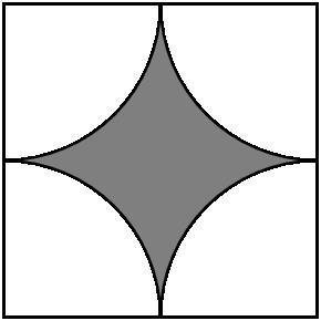 A square 10cm on each side has four quarter circles drawn with centers at the four-example-1