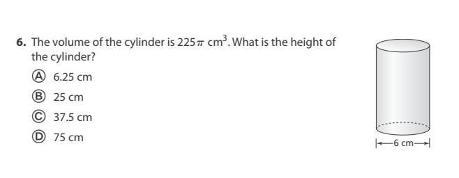 The volume of the cylinder is 225(pi) cm³. What is the height of the cylinder? (A-example-1