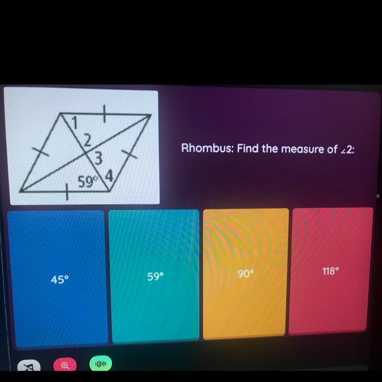 Rhombus find the measure of <2-example-1