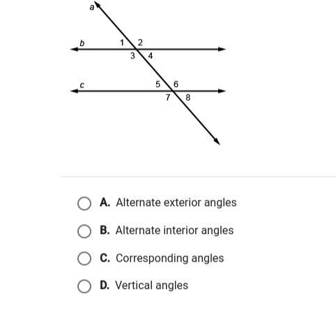 PLEASE HELP LOL what type of angles are <4 and <8-example-1