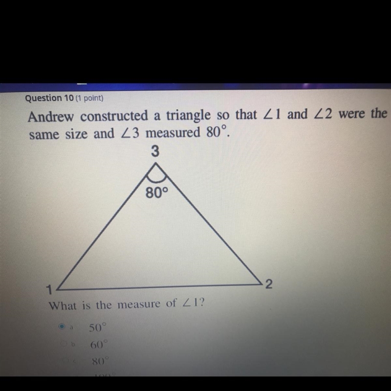 What is the measure of <1? A. 50 B. 60 C. 80 D. 100-example-1