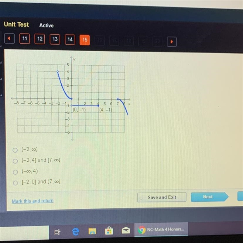 What is the domain of the function graphed below? Pls I need it now-example-1