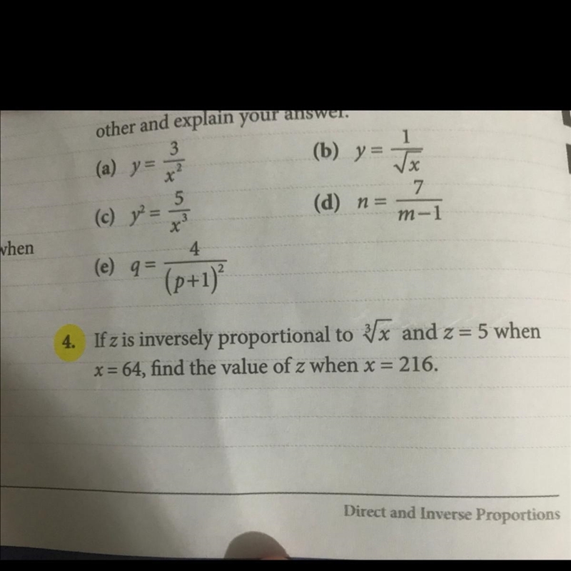 Pls help ASAP find the value of z when x = 216-example-1