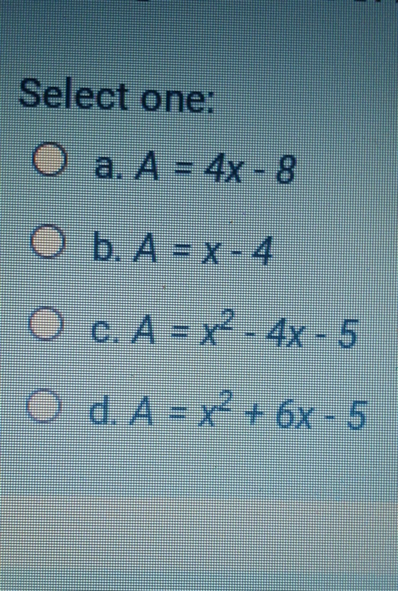 The sides of a rectangle have length x+1 and width x-5. which equation below describes-example-1