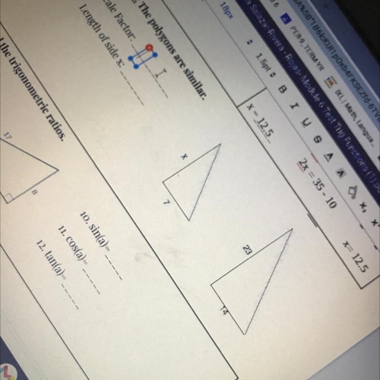 What is the scale factor and the Length of side X for this.-example-1