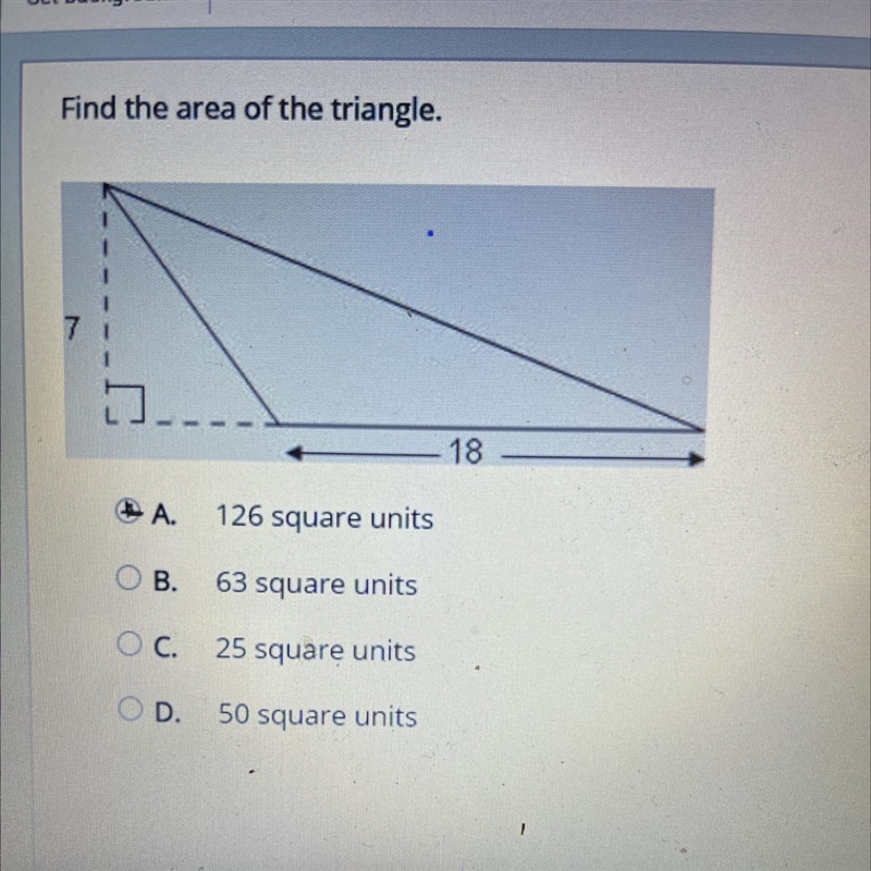 Find the area of the triangle .-example-1