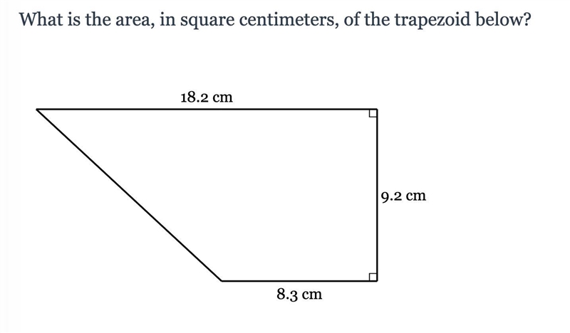 What is the area, in square centimeters, of the trapezoid below?-example-1