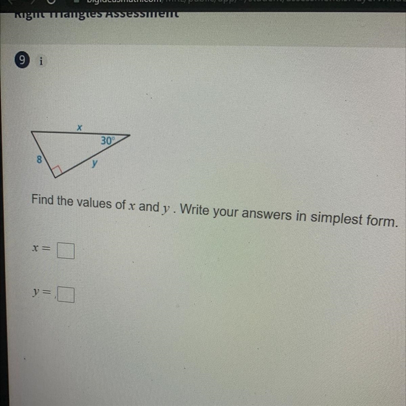 Find the value of x and y. Write your answers in simplest form-example-1