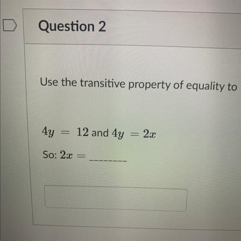 Use the transitive property of equality to finish the equations-example-1