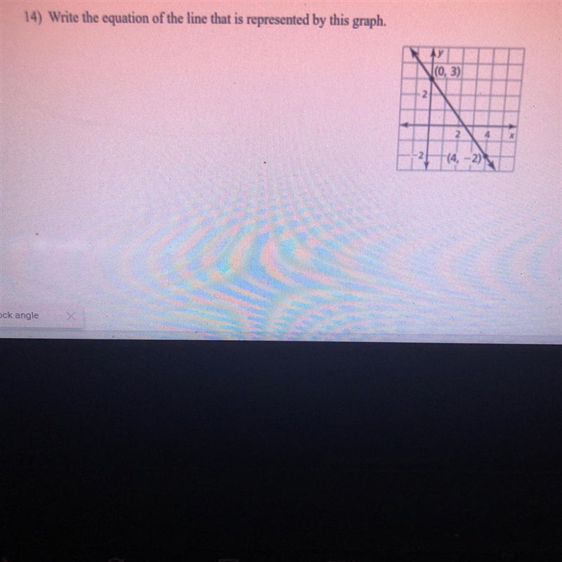 14) Write the equation of the line that is represented by this graph.-example-1