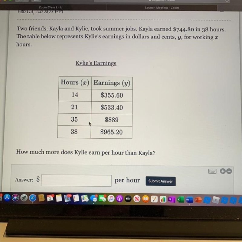 Two friends, Kayla and Kylie, took summer jobs. Kayla earned $744.80 in 38 hours. The-example-1