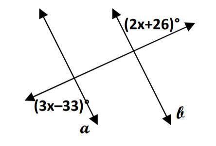 Think: Are the two given angles congruent or supplementary? Answer: Write an equation-example-1