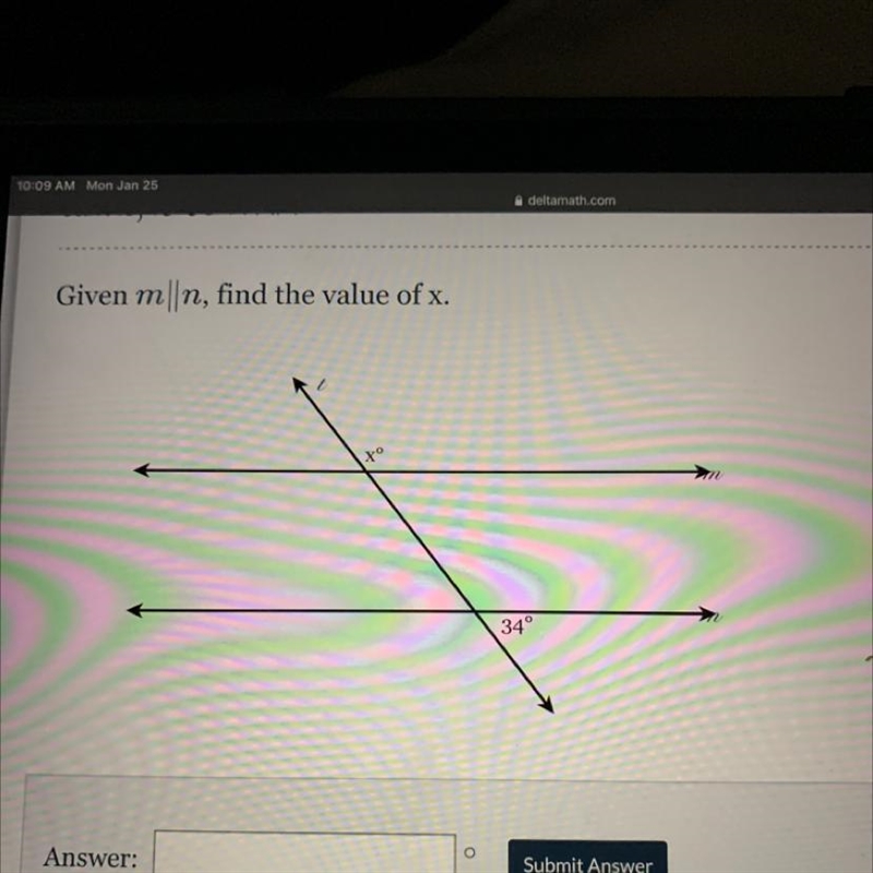 Given mn, find the value of x. -to 34°-example-1