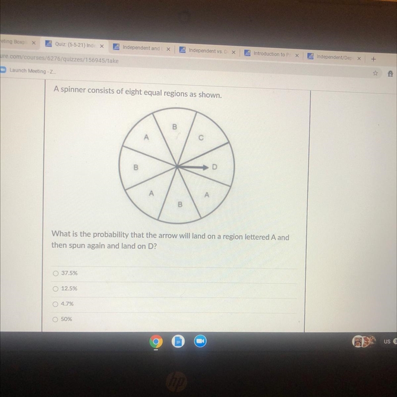 PLEASE HELP ME IM BEGGINGG A spinner consists of eight equal regions as shown. What-example-1