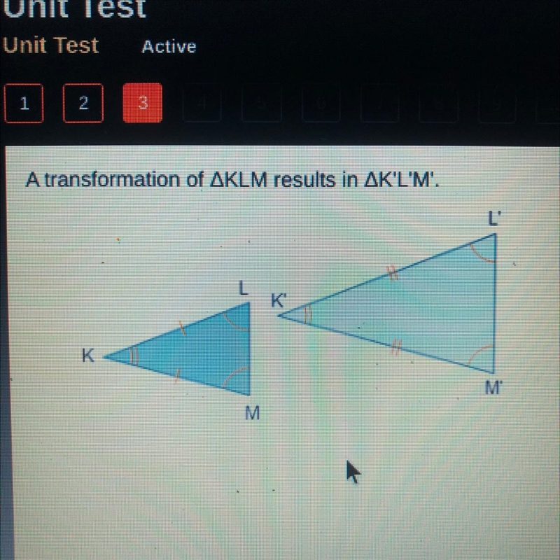 A transformation of AKLM results in AK'L'M'. Which transformation maps the pre-image-example-1