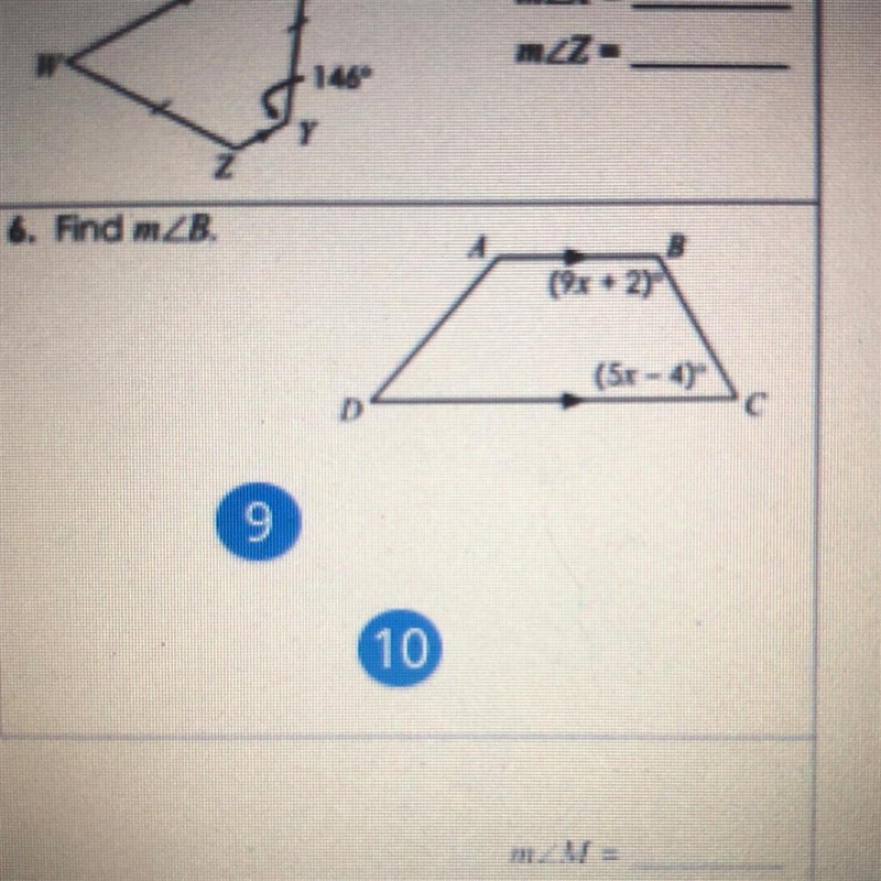 Find x and and the measure of angle B-example-1