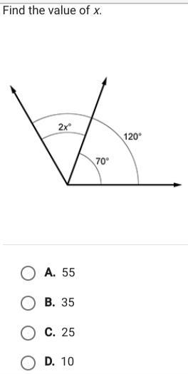 Find the value of x in the angle-example-1