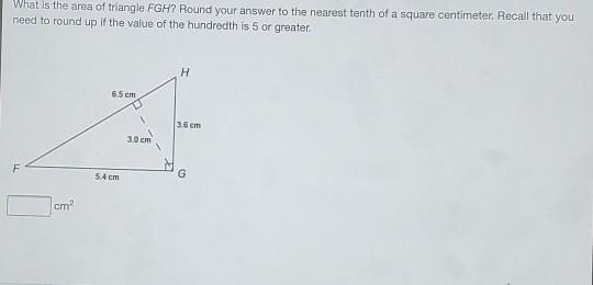 What is the area of triangle FGH? I am having a very hard time with this and need-example-1