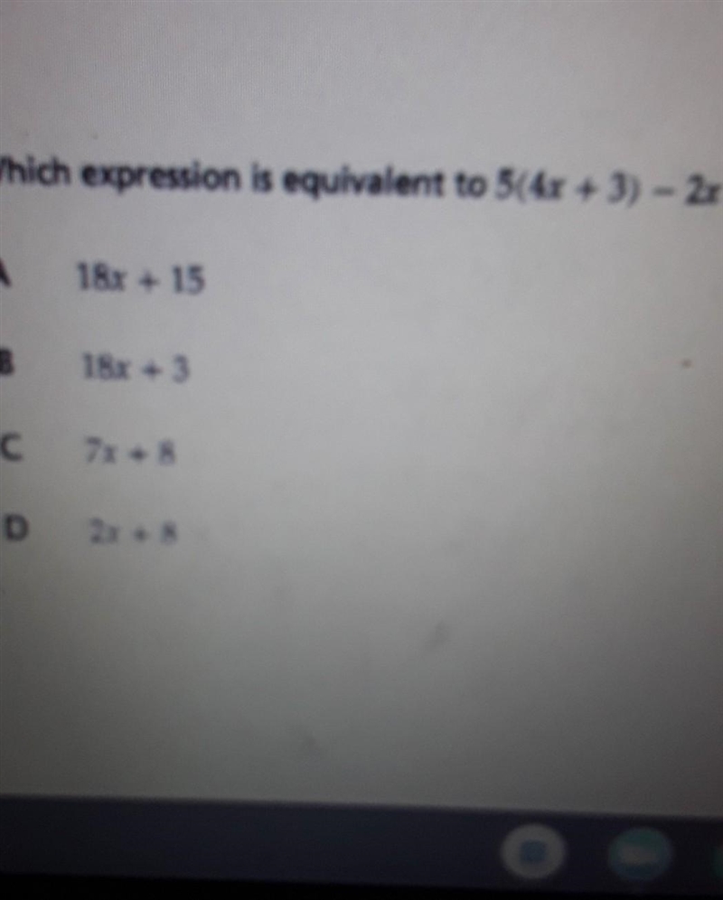 Which expression equivalent to 5(4x+3)-2​-example-1