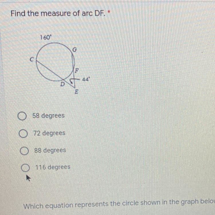 Find the measure of arc DF-example-1