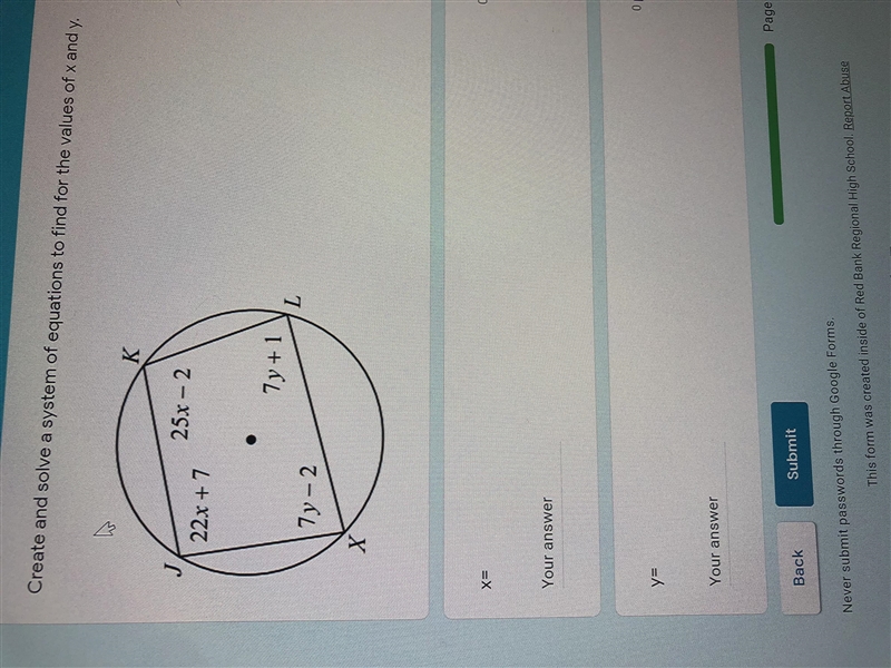 Please Help, solve this create and solve system of equations and solve for x and y-example-1