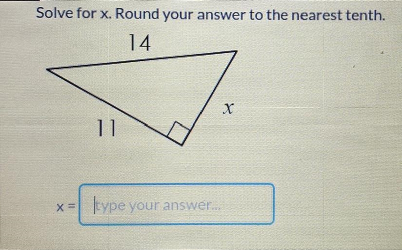 Solve for x. Round your answer to the nearest tenth. 14. х 11 X= type your answer-example-1