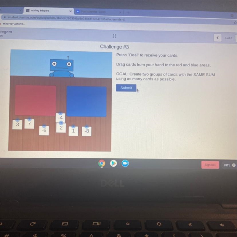 Which numbers go in the red and blue box to make the same sum(ADDING INTEGERS)!!-example-1