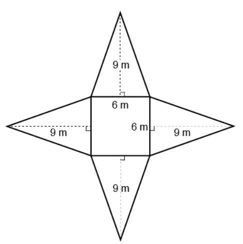 PLEASE HELP SOOOOOON!! What is the surface area of this square pyramid represented-example-1