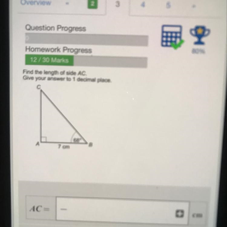 Find the length of side AC. Give your answer to 1 decimal place. 68° A Α' B 7 cm-example-1