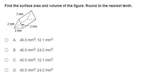 I've eliminated A & B already, I Just need help with the volume. NO LINKS!!-example-1