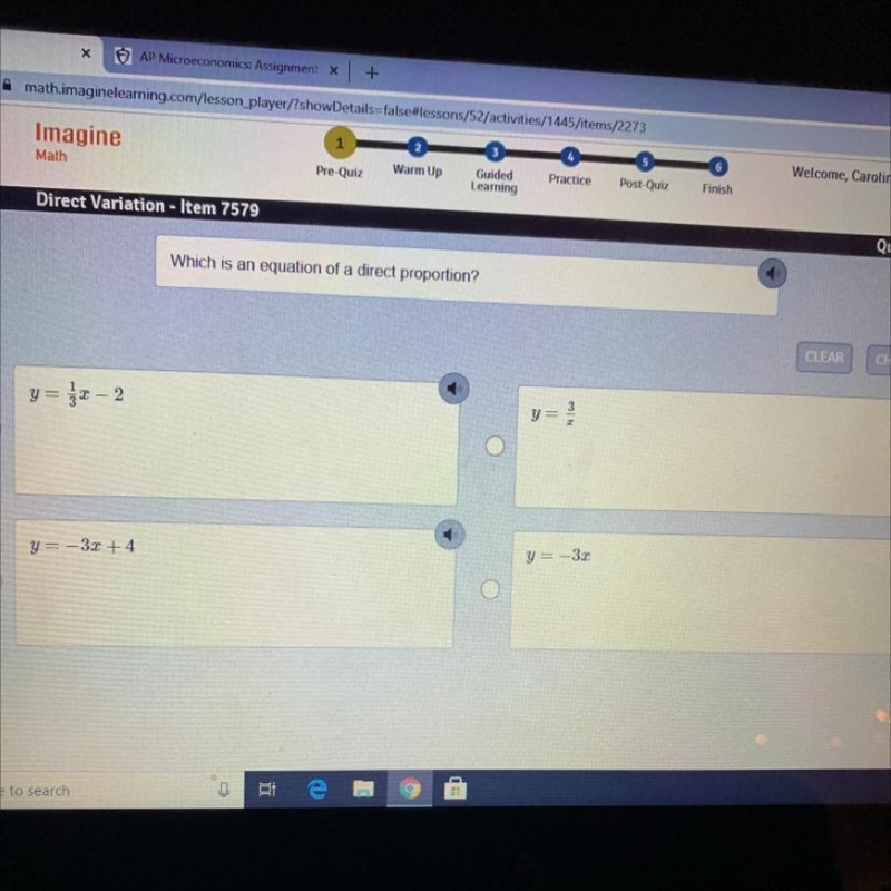 Which is an equation of a direct proportion?-example-1