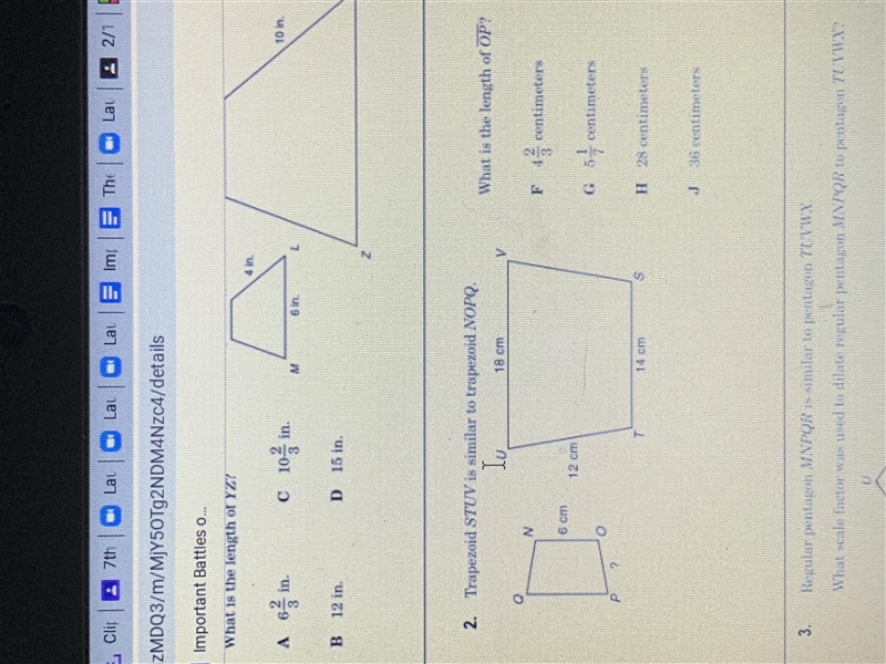 Trapezoid STUV is similar to trapezoid NOPQ. What is the length of OP?-example-1