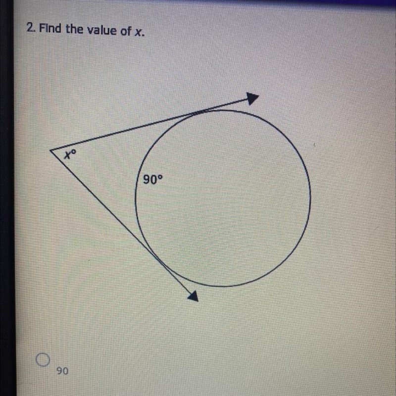 1. Find the value of x. A. 90 B. 80 C. 60 D. 45-example-1