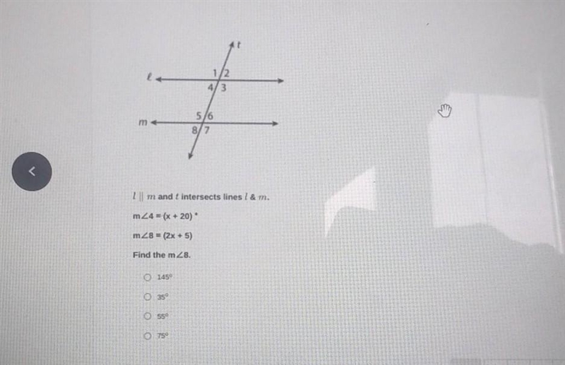 I need help. A. 145 B. 35 C. 55 D. 75​-example-1