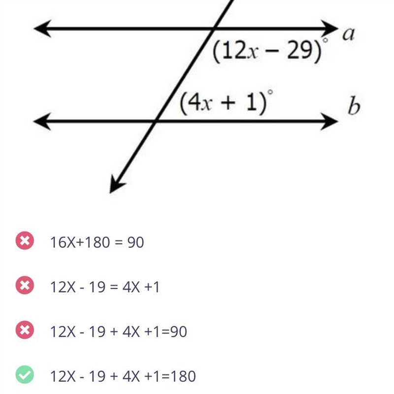 HELP ASAP! Show me how to find x using the correct equation shown here (geometry)-example-1