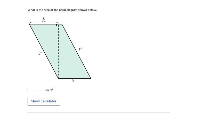 What is the area of the parallelogram shown below?-example-1