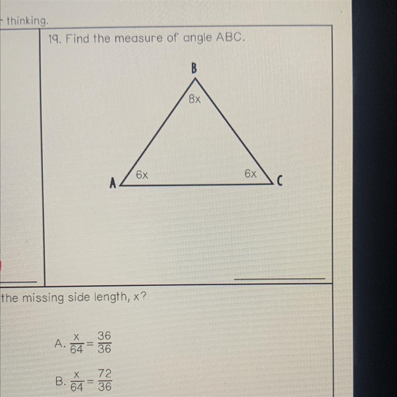 19. Find the measure of angle ABC.-example-1