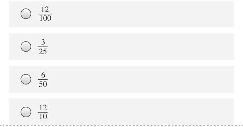 Which choice represents 12% as a fraction in simplest form?-example-1