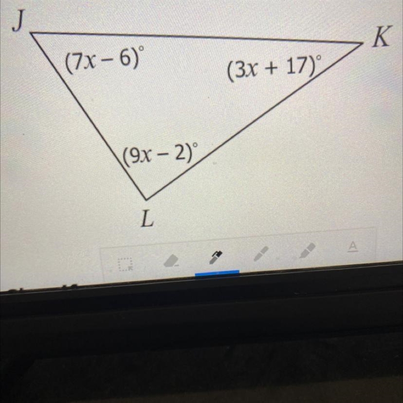 Find the value of x, then find each angle measure.-example-1