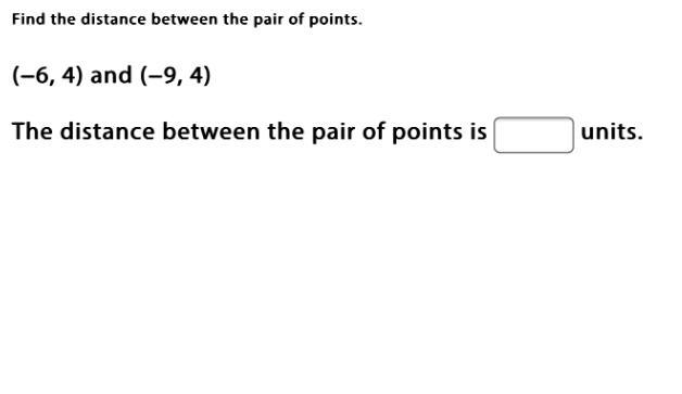 Find the distance between the pair of points. (−6, 4) and (−9, 4)-example-1