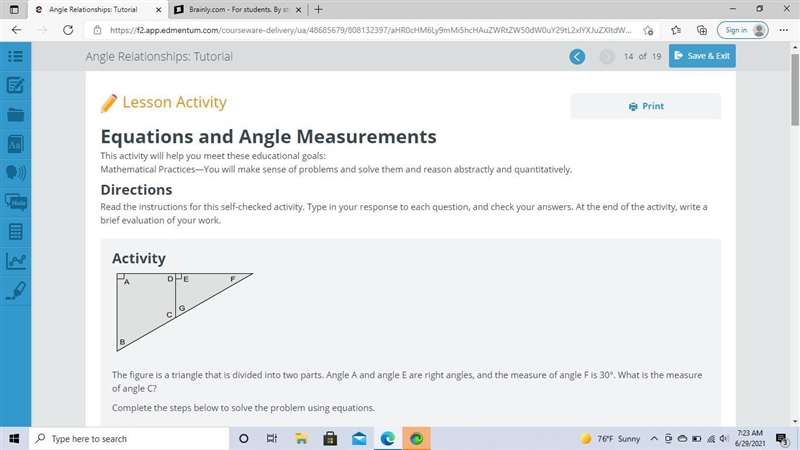 Plzz help 100 points Part B What is the measurement of angle G? Part C Let the variable-example-1