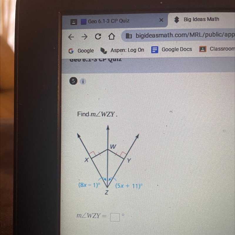 Find Measure angle WZY￼ QUICK PLEASE-example-1