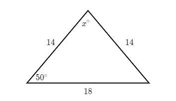 Find the value of x in the triangle shown below.-example-1