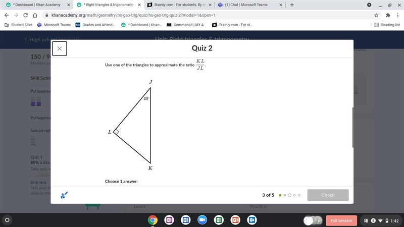 Right triangles 1, 2, 3 are given with all their angle measures-example-2