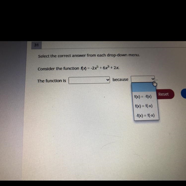 Select the correct answer from each drop-down menu. Consider the function fx) = -2x-example-1