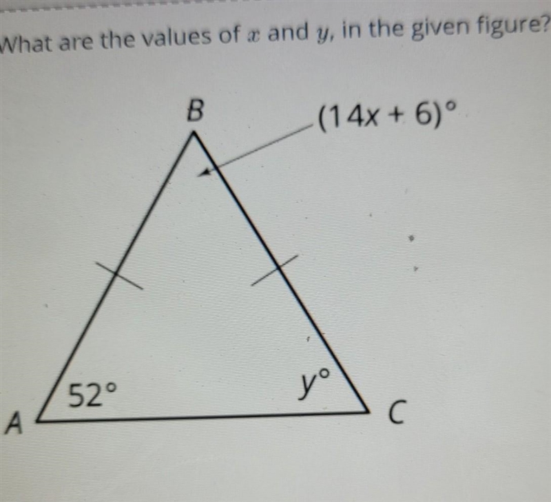 What are the values of x and y, in the given figure?​ I'll give brailiest to the first-example-1