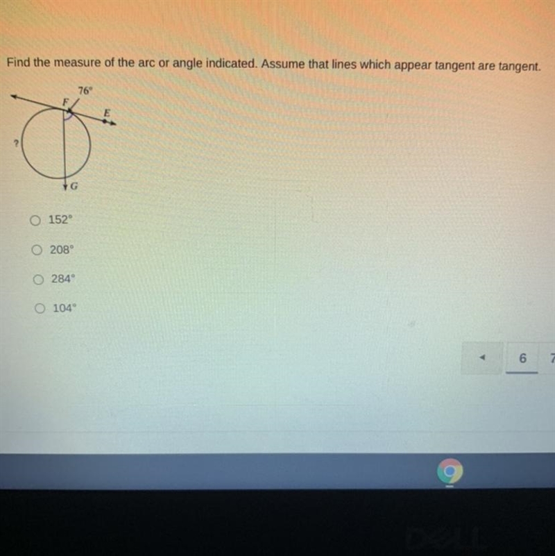 ￼find the measure of the arc or angle indicated. assume that lines which appear tangent-example-1